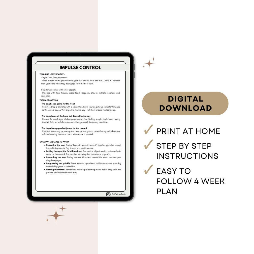 Dog Training Plan PDF: 4-Week Impulse Control Program + Bonuses (Printable Tracker Included