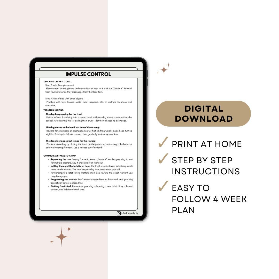 Dog Training Plan PDF: 4-Week Impulse Control Program + Bonuses (Printable Tracker Included