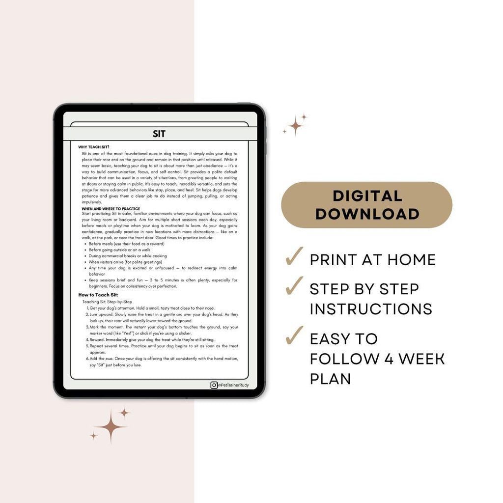 4-Week Sit Dog Training Challenge: Puppy Obedience Worksheet (PDF Download)