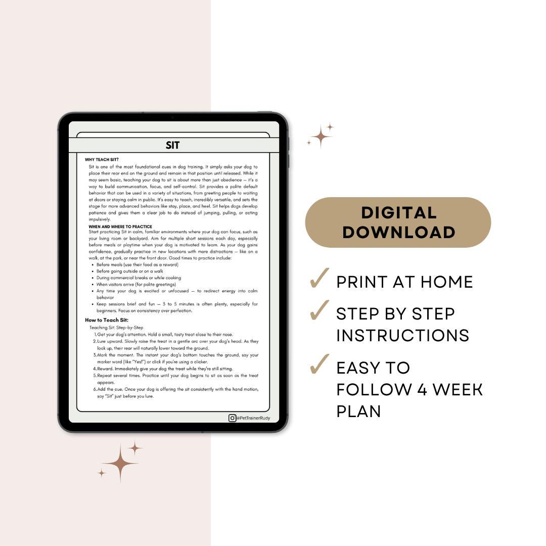 4-Week Sit Dog Training Challenge: Puppy Obedience Worksheet (PDF Download)