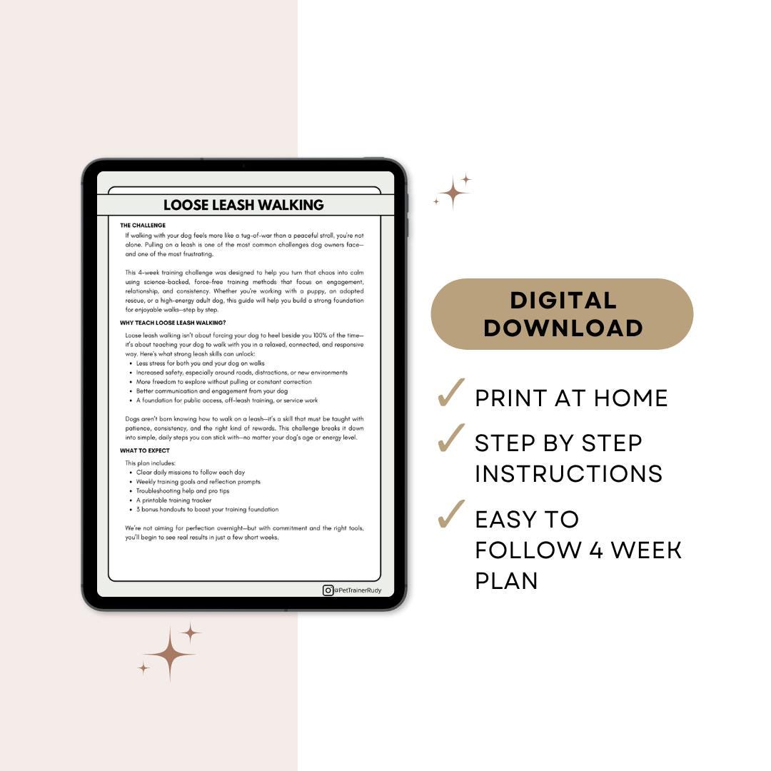 Loose Leash Walking Dog Training: 4-Week Challenge (PDF Plan & Tracker
